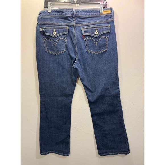 Levis 545 Low Boot Cut Jeans Womens 14 Medium Dark Wash Blue Flap Pocket Denim - Picture 3 of 7